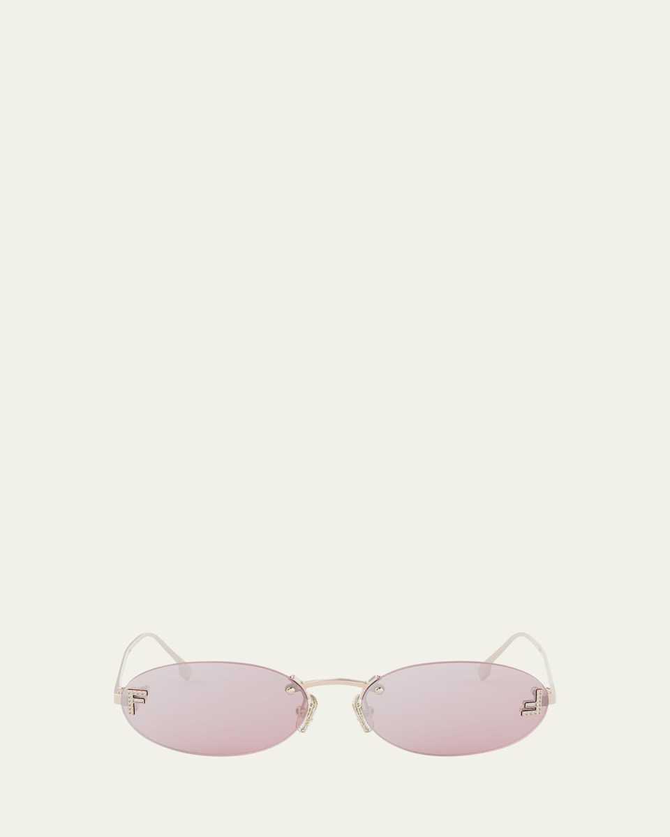 FF Crystal Metal Oval Sunglasses